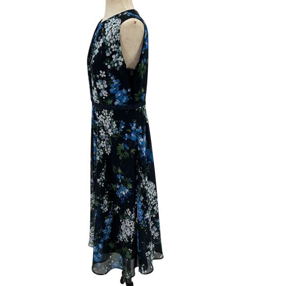 Hobbs London Brea Dress Floral Print Sleeveless Navy Blue Size US 12 - Picture 7 of 14